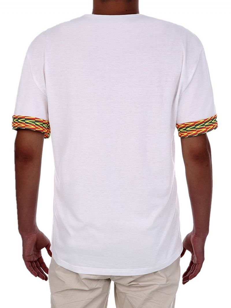 Afrikansk Mode V-Hals Dashiki Print Kortærmet Mænds T-Shirt