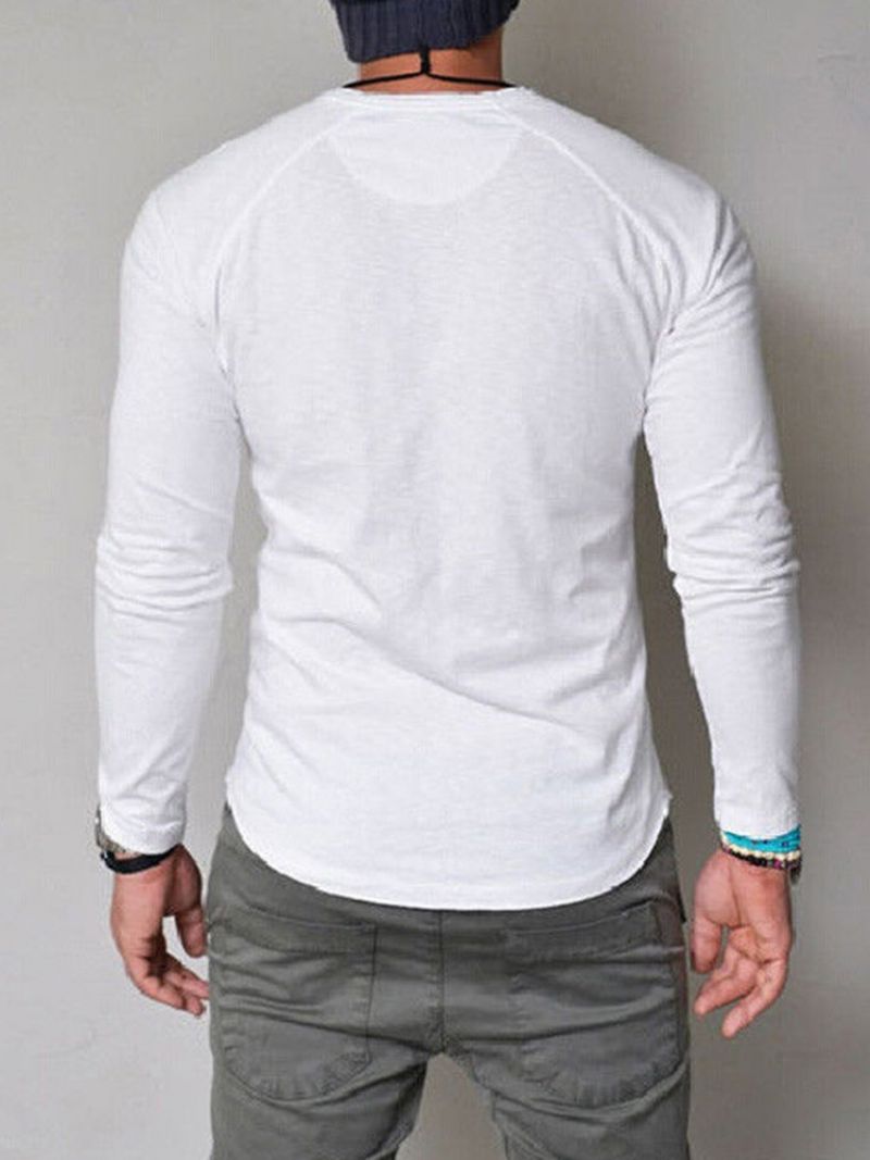 Almindelig Knap Afslappet Slim Pullover T-Shirt