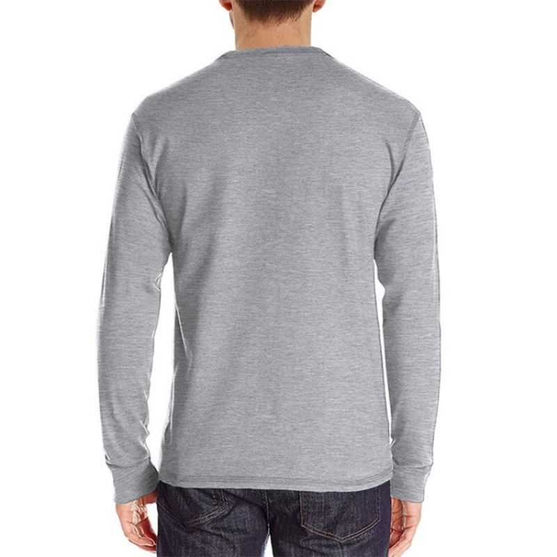 Almindelig Rundhalset Pocket Pullover Langærmet T-Shirt