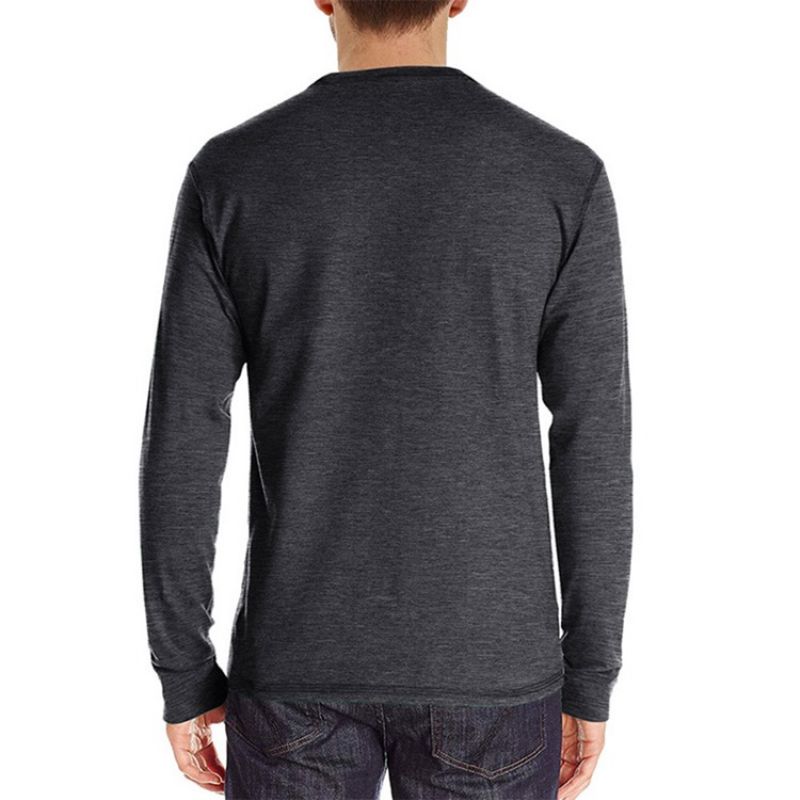 Almindelig Rundhalset Pocket Pullover Langærmet T-Shirt