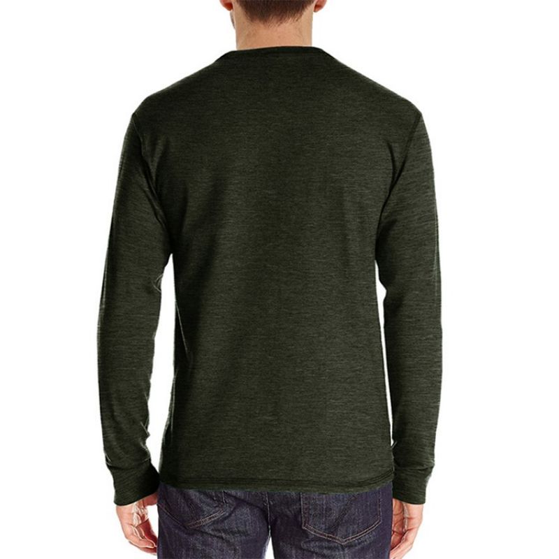 Almindelig Rundhalset Pocket Pullover Langærmet T-Shirt