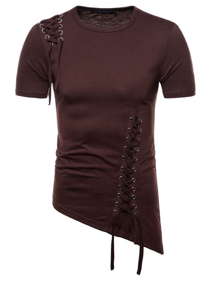 Almindelig Slank Asymmetrisk Strappy Herre-T-Shirt