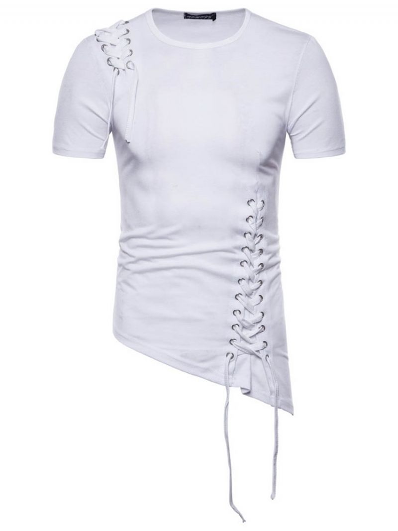 Almindelig Slank Asymmetrisk Strappy Herre-T-Shirt