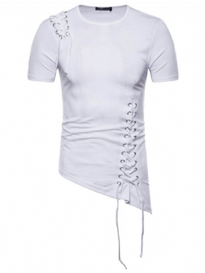 Almindelig Slank Asymmetrisk Strappy Herre-T-Shirt