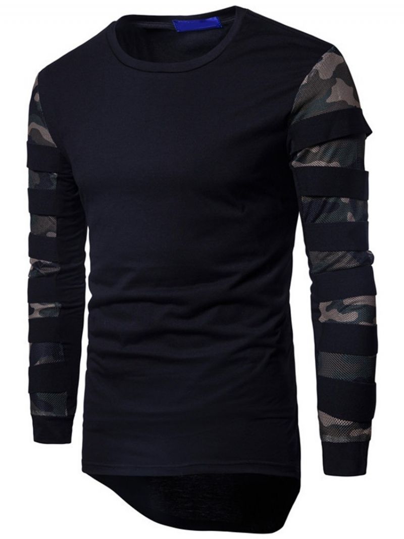 Camouflage Afslappet Rundhalset Slim Langærmet T-Shirt