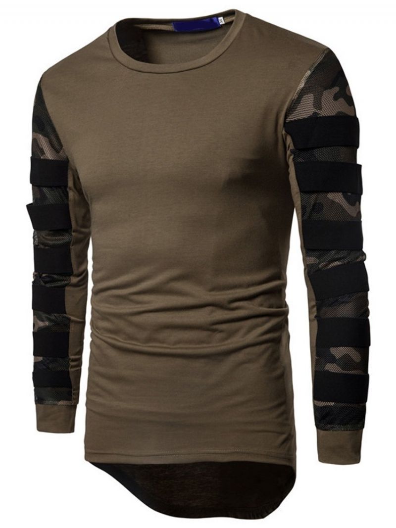 Camouflage Afslappet Rundhalset Slim Langærmet T-Shirt