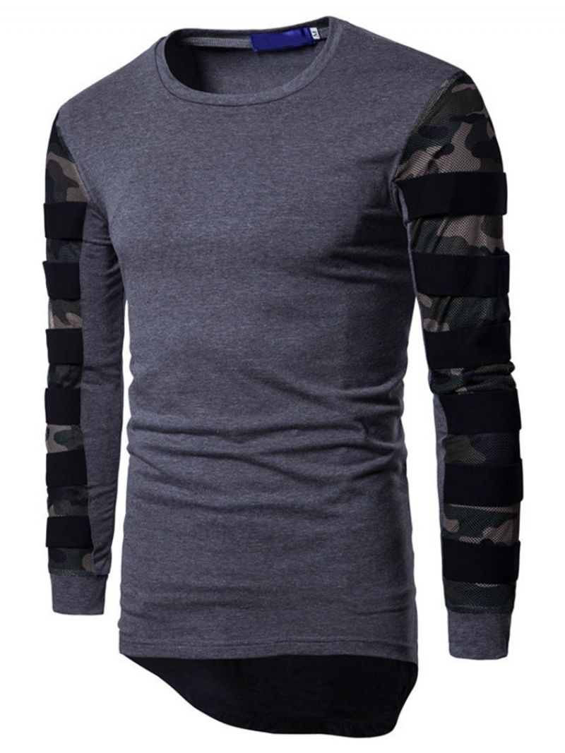 Camouflage Afslappet Rundhalset Slim Langærmet T-Shirt