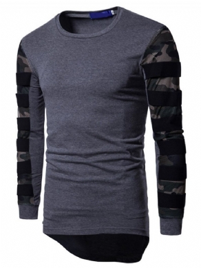 Camouflage Afslappet Rundhalset Slim Langærmet T-Shirt