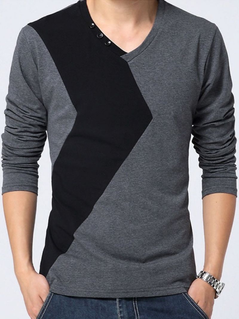 Color Block V-Hals Herre T-Shirt