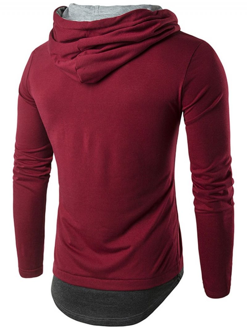 Patchwork Hood Casual T-Shirt Til Mænd