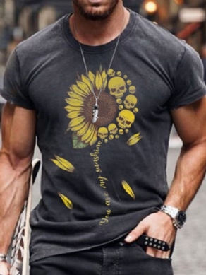 Print Casual Floral Mænds Smal Kortærmet T-Shirt