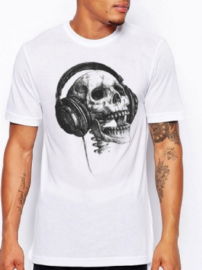 Print Casual Skull Kortærmet Slim T-Shirt Til Mænd