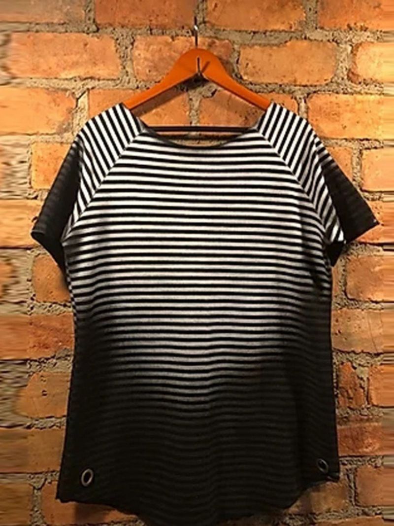 Print Stripe Rundhalset Pullover Kortærmet Herre T-Shirt