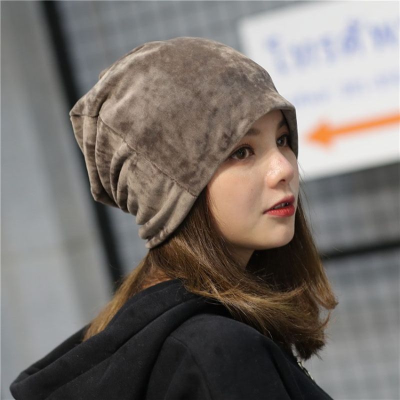 Pure Color Plush Fall Plain Hat