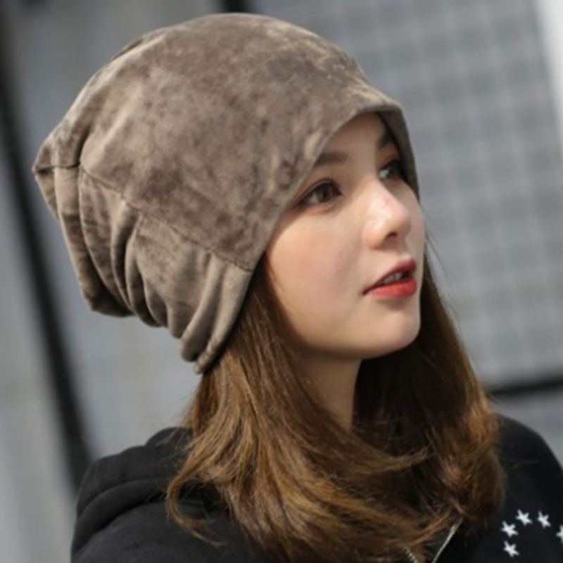 Pure Color Plush Fall Plain Hat