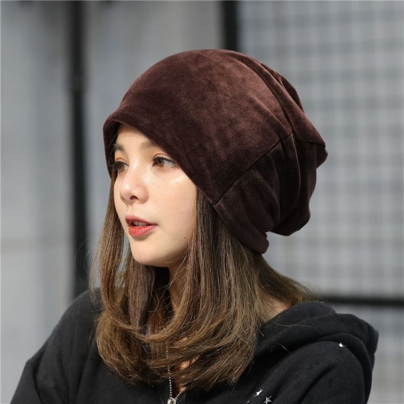 Pure Color Plush Fall Plain Hat