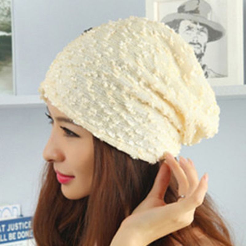 Sød Soild Color Paillette Blonde Butterfly Dame Warm Hat